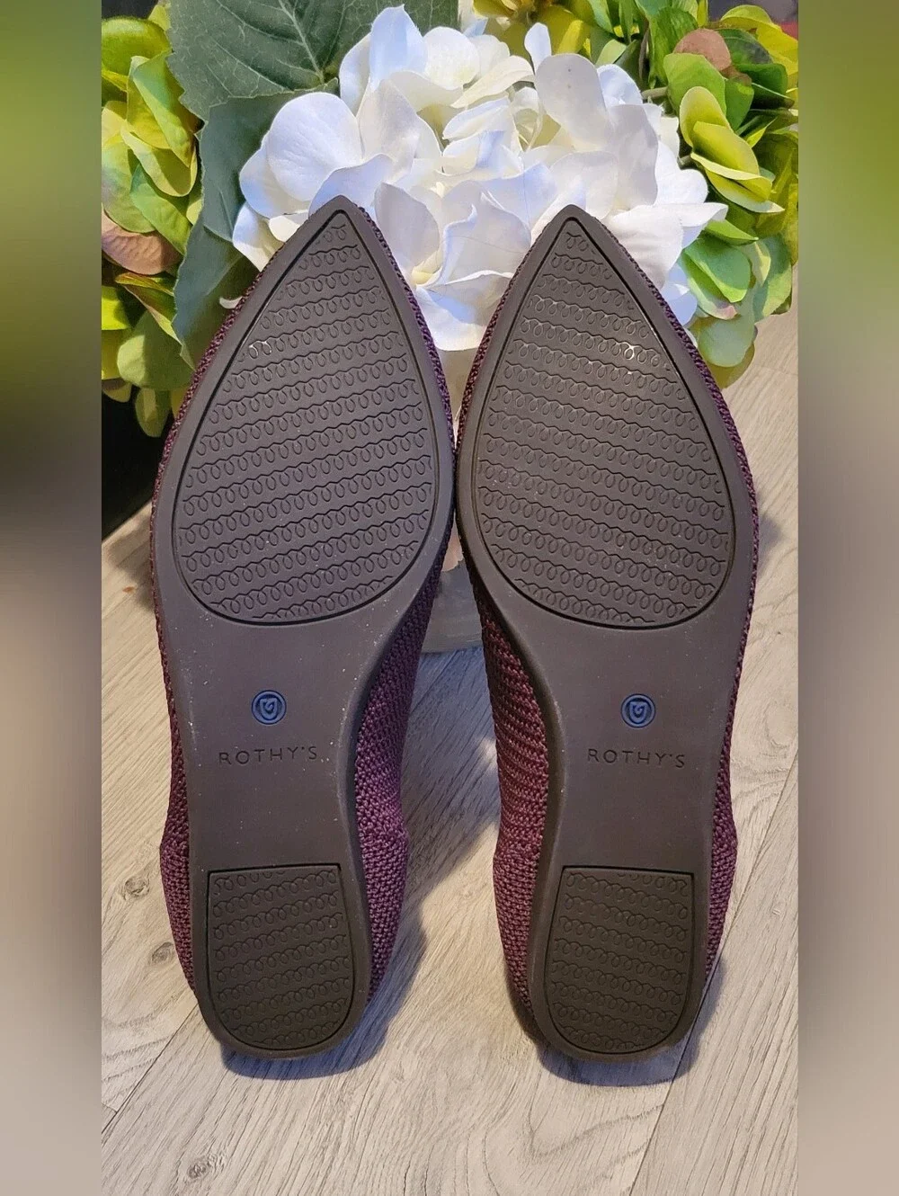 Rothy's The Point Berry Lattice Stitch Flats + Hot Pink Insole, US 8.5 EU 39